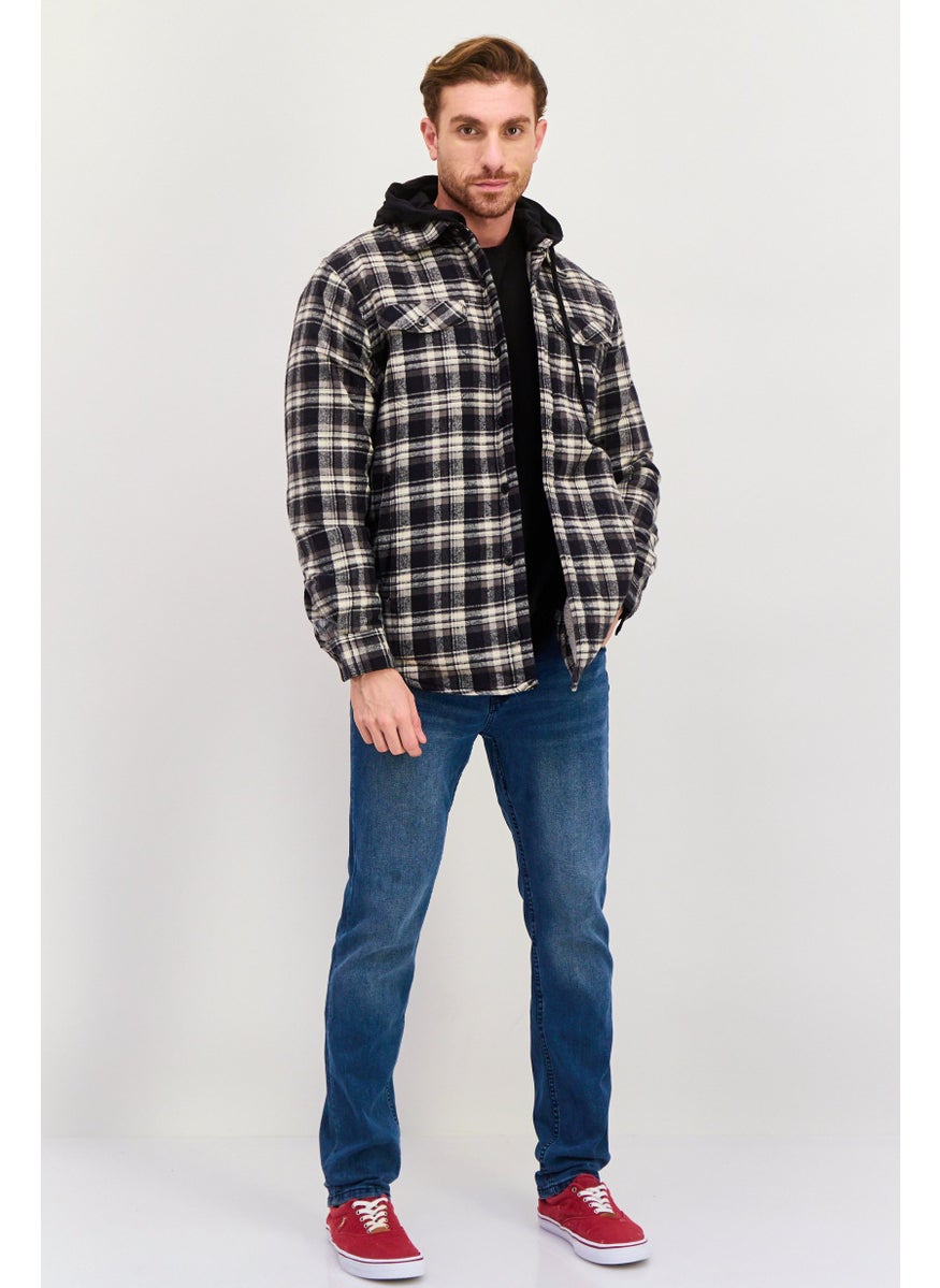 Men Hooded Plaid Jacket Shirt, Black - pzsku/ZC4EC6A8E768942F22346Z/45/_/1737642063/9f8b33b5-08b1-4a2c-95aa-d6e162d76ca6