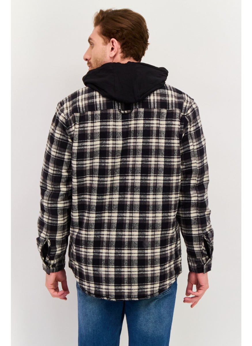 Men Hooded Plaid Jacket Shirt, Black - pzsku/ZC4EC6A8E768942F22346Z/45/_/1737642074/a411b347-78ef-4583-9041-05f71e7a3d12