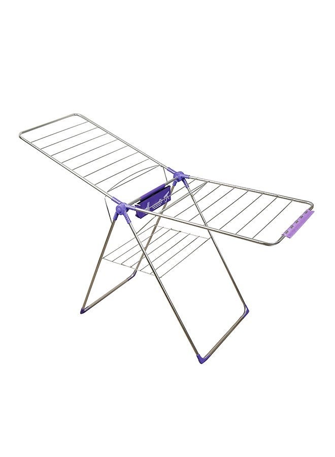 Foldable Cloth Dry Stand Silver/Purple/Violet 55X182Centimeter - Image 1