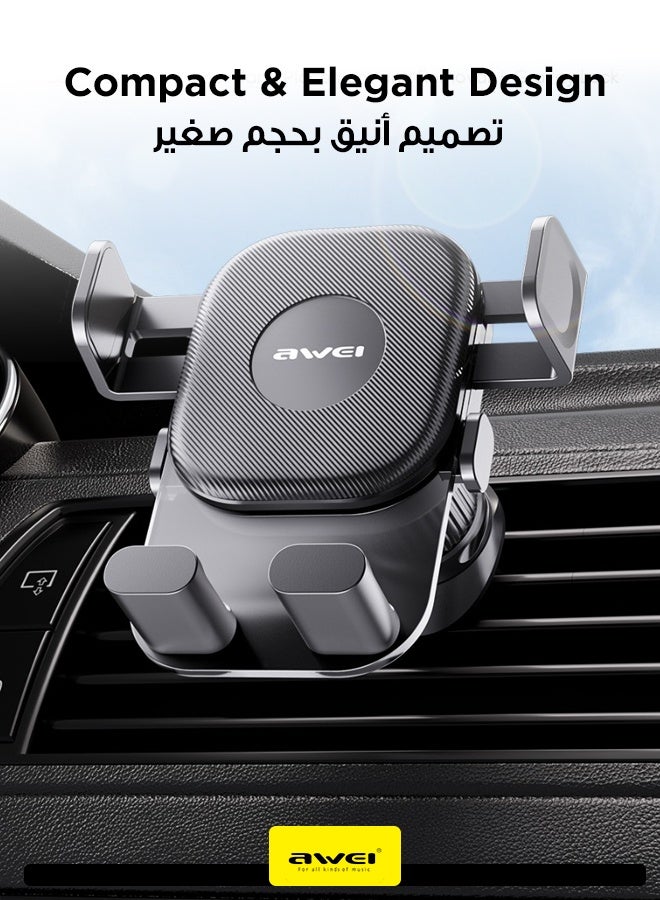 أوي حامل هاتف للسيارة - حامل سيارة X76 لفتحة التهوية، تثبيت الهاتف بنظام قفل الجاذبية مع دوران 360°، تشغيل بيد واحدة، تصميم مدمج وتركيب سهل، متوافق مع iPhone وAndroid - Image 3