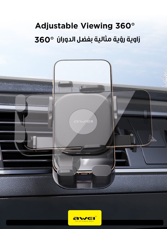 أوي حامل هاتف للسيارة - حامل سيارة X76 لفتحة التهوية، تثبيت الهاتف بنظام قفل الجاذبية مع دوران 360°، تشغيل بيد واحدة، تصميم مدمج وتركيب سهل، متوافق مع iPhone وAndroid - Image 4