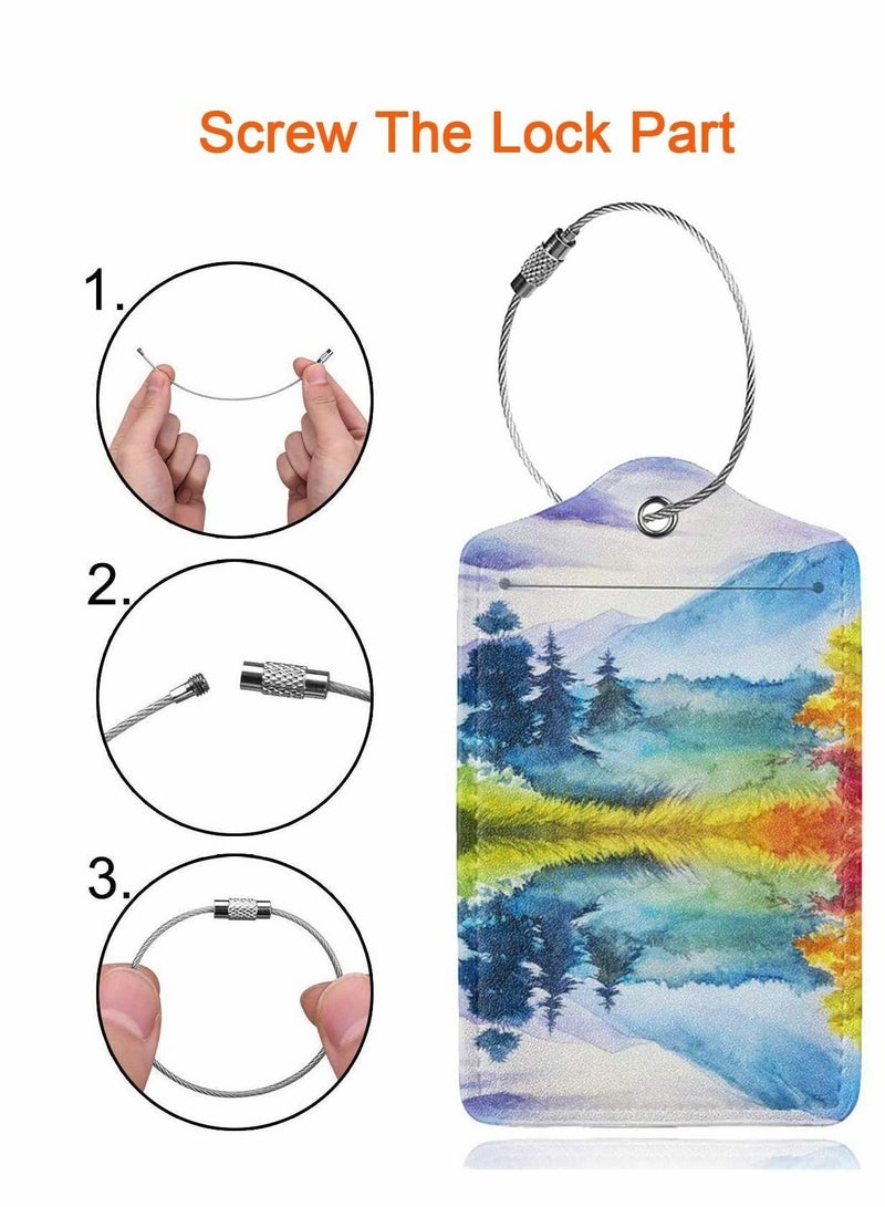 Luggage Tag for Suitacase, 2 Pcs Fintie Privacy Cover ID Label with Stainless Steel Loop and Address Card for Travel Bag Suitcase - Image 4