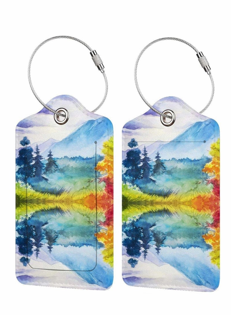 Luggage Tag for Suitacase, 2 Pcs Fintie Privacy Cover ID Label with Stainless Steel Loop and Address Card for Travel Bag Suitcase - Image 1