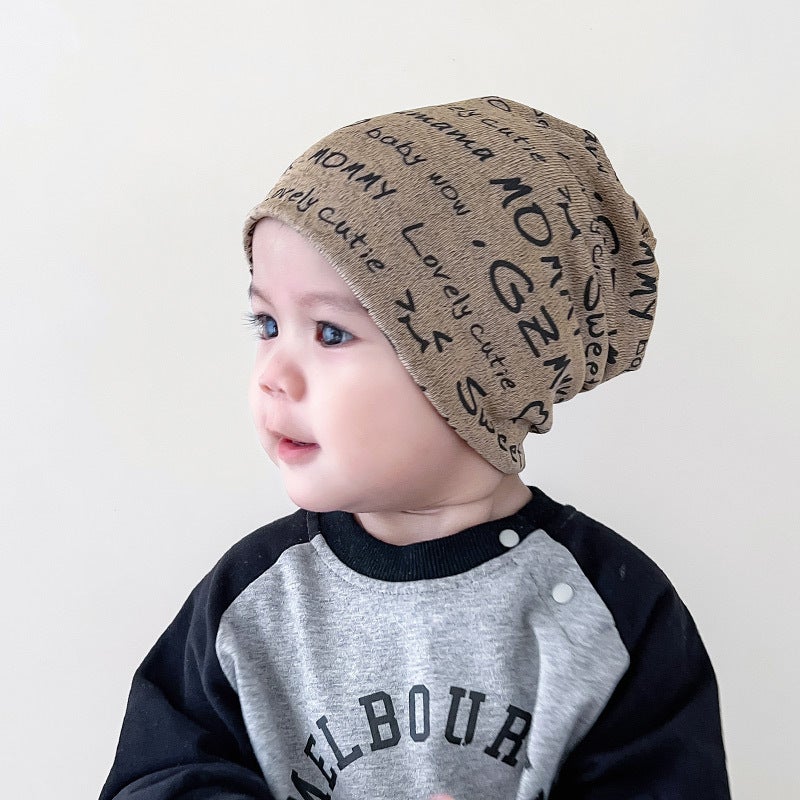 Carterbear Baby Hat Scarf Set 0-12M Newborn Letter khaki single cap 