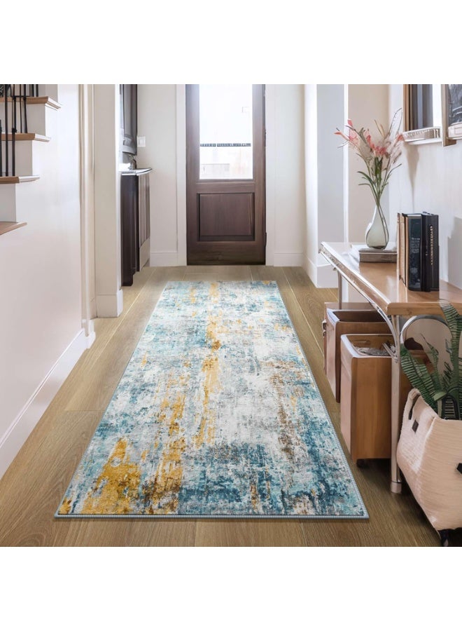 سجادة طويلة للممرات الداخلي  و الخارجي مستطيلة سمك 0.25 سم ضهر دوتس مانع الانزلاق سهلة التنظيف مثالية لغرفة المعيشة وغرفة الطعام والممرات غرف مشاية - Image 1