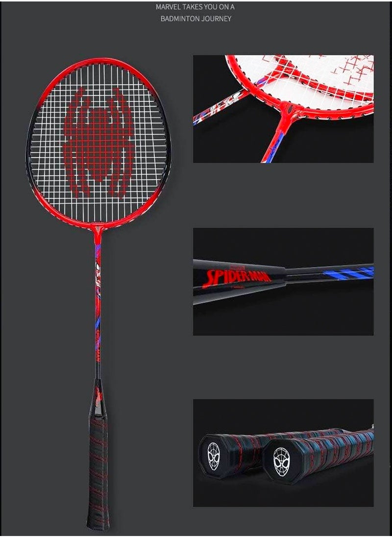 AVENGERS - Spiderman Badminton Rackets Set of 2 Pcs With 3 Shuttlecocks And A Carry Bag, Premium Quality Rackets With Comfortable Grip, Official Size and Weight, Best Choice for Professionals and Beginners - Image 1