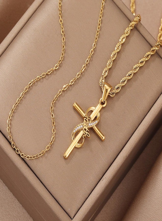 DS Faith Cross Necklace for Women-18K Gold Plated stainless steel Christian Bible Verse Crucifix Pendant Necklaces| Religious Jewelry Gift for Mom,Sister& Friend (Mother's Day, Birthday)-Gold-Faith - Image 3