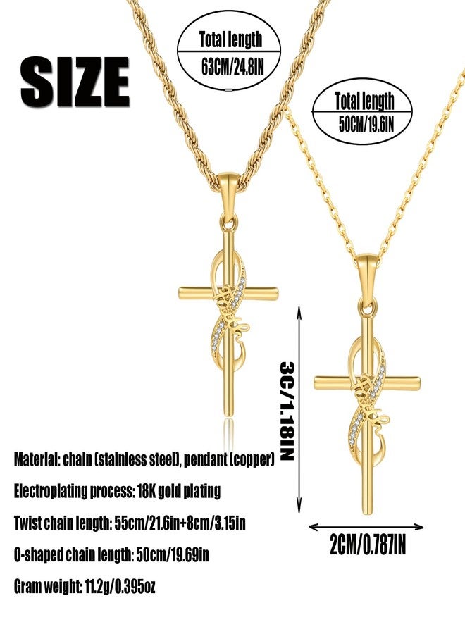 DS Faith Cross Necklace for Women-18K Gold Plated stainless steel Christian Bible Verse Crucifix Pendant Necklaces| Religious Jewelry Gift for Mom,Sister& Friend (Mother's Day, Birthday)-Gold-Faith - Image 4