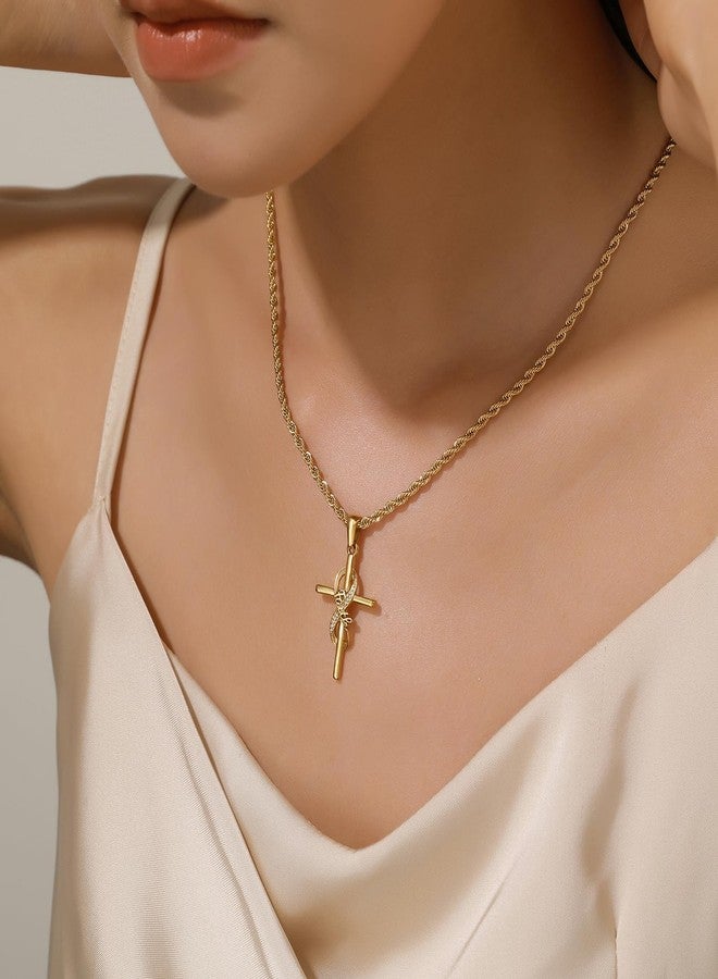 DS Faith Cross Necklace for Women-18K Gold Plated stainless steel Christian Bible Verse Crucifix Pendant Necklaces| Religious Jewelry Gift for Mom,Sister& Friend (Mother's Day, Birthday)-Gold-Faith - Image 5