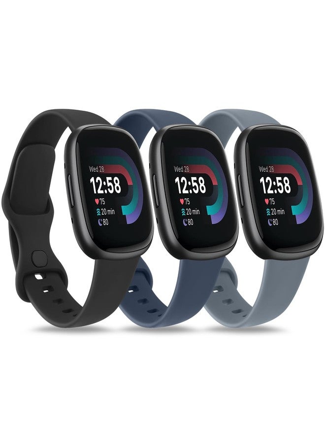اي كي مجموعة من 3 أساور رياضية متوافقة مع ساعات Fitbit Sense 2 / Sense / Fitbit Versa 4 / Versa 3 للرجال والنساء، أساور كلاسيكية ناعمة لساعات Fitbit Sense 2 / Sense / Versa 4 / Versa 3 الذكية (مقاس كبير، لون أزرق داكن) - Image 1