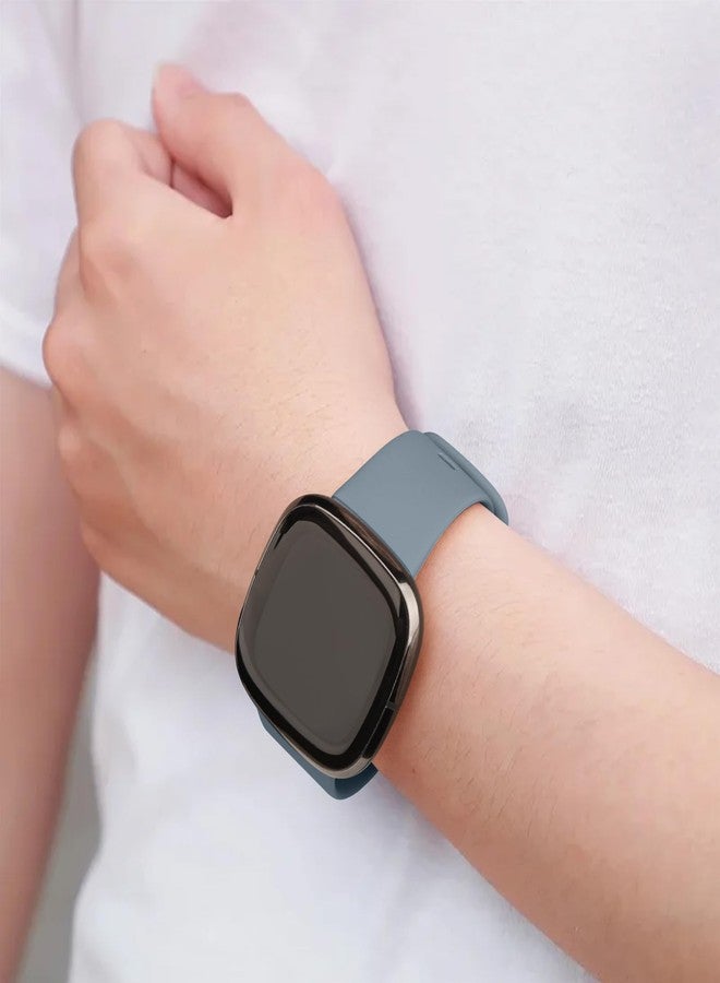 اي كي مجموعة من 3 أساور رياضية متوافقة مع ساعات Fitbit Sense 2 / Sense / Fitbit Versa 4 / Versa 3 للرجال والنساء، أساور كلاسيكية ناعمة لساعات Fitbit Sense 2 / Sense / Versa 4 / Versa 3 الذكية (مقاس كبير، لون أزرق داكن) - Image 5