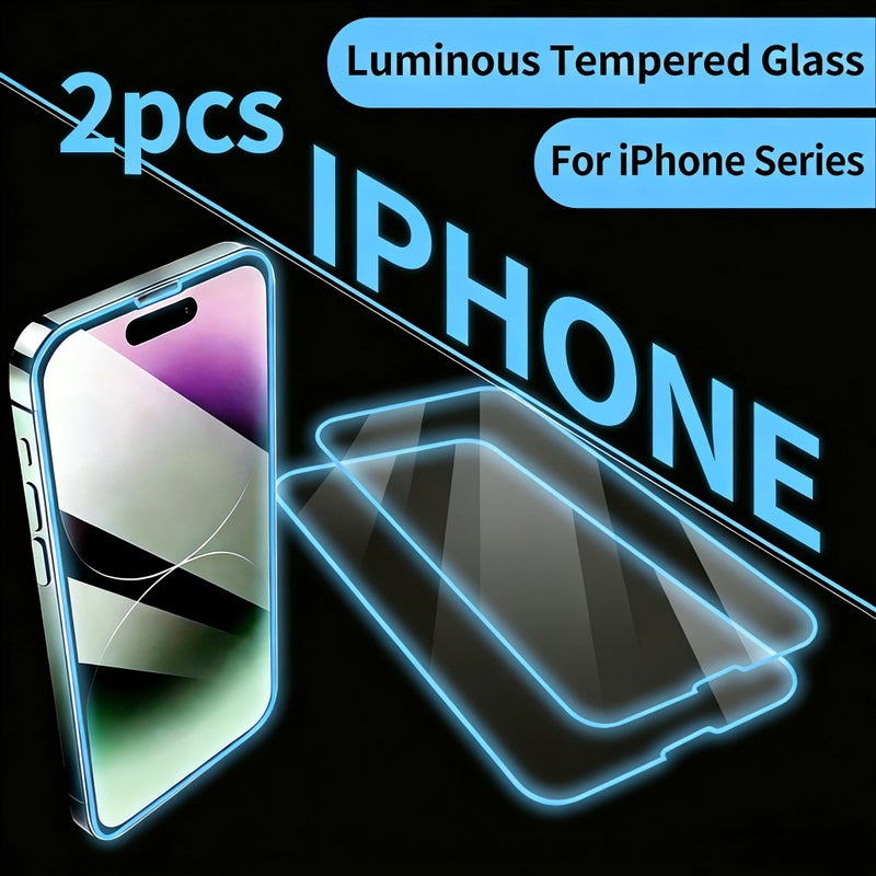 HD Glow in The Dark 4K Tempered Glass Screen Protector for iPhone 13 Mini 2 Pack - Image 1
