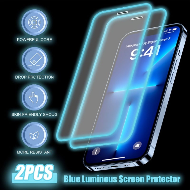 HD Glow in The Dark 4K Tempered Glass Screen Protector for iPhone 13 Mini 2 Pack - Image 2