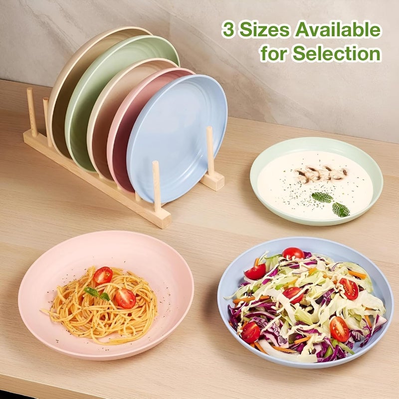 Eletree Dinner Plates Set Lightweight,Unbreakable Eco Friendly & Reusable Breakfast Plates for Hot&Cold Serving Reusable Plate Set Perfect for Dinner Dishes Healthy,BPA Free (Set of 3(12 Pcs), 20 CM) - Image 5