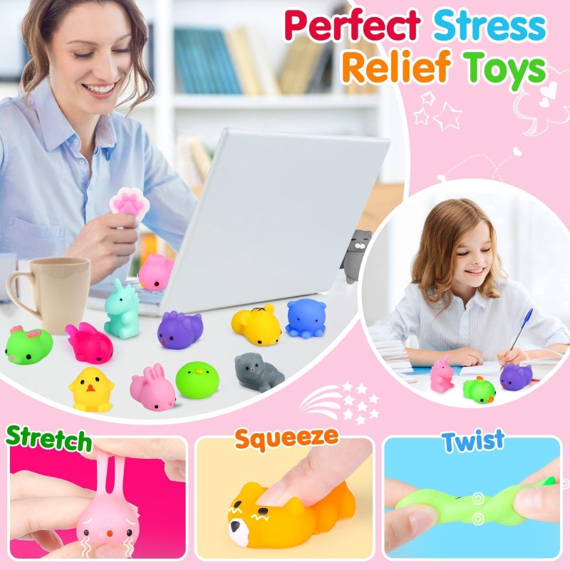 Yunaking 130PCS Squishies Mochi Squishy Toy, Kawaii Squishies Party Favors for Kids Stress Relief Fidget Toys Treasure Box Toys Classroom Prizes Kid Easter Egg Fillers Xmas Goodie Bag Stuffers, Random - Image 3