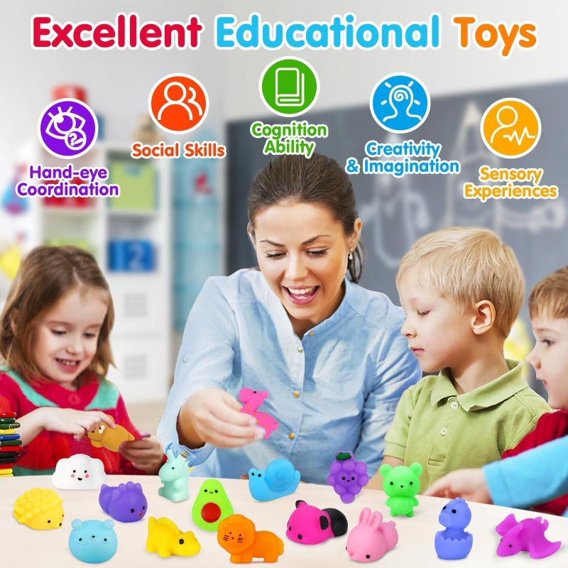 Yunaking 130PCS Squishies Mochi Squishy Toy, Kawaii Squishies Party Favors for Kids Stress Relief Fidget Toys Treasure Box Toys Classroom Prizes Kid Easter Egg Fillers Xmas Goodie Bag Stuffers, Random - Image 4