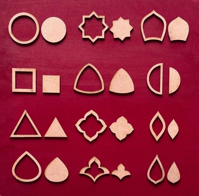 Haoser Curious Mandala Mandala Art Stencils Set – 12 Shapes x 5 Sizes (120 Cutouts) | MDF Mandala Stencil Kit for Dot Art, Drawing & Painting | Geometric Shape Stencils | Mandala Art Tools & Supplies for DIY Crafts - Image 2
