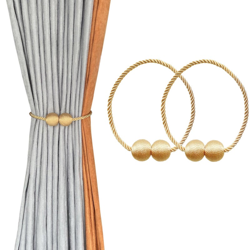 Melaluxe Melaluxe 2 Pack Magnetic Curtain Tiebacks Decorative Curtain Holdbacks for Window Dcor Gold