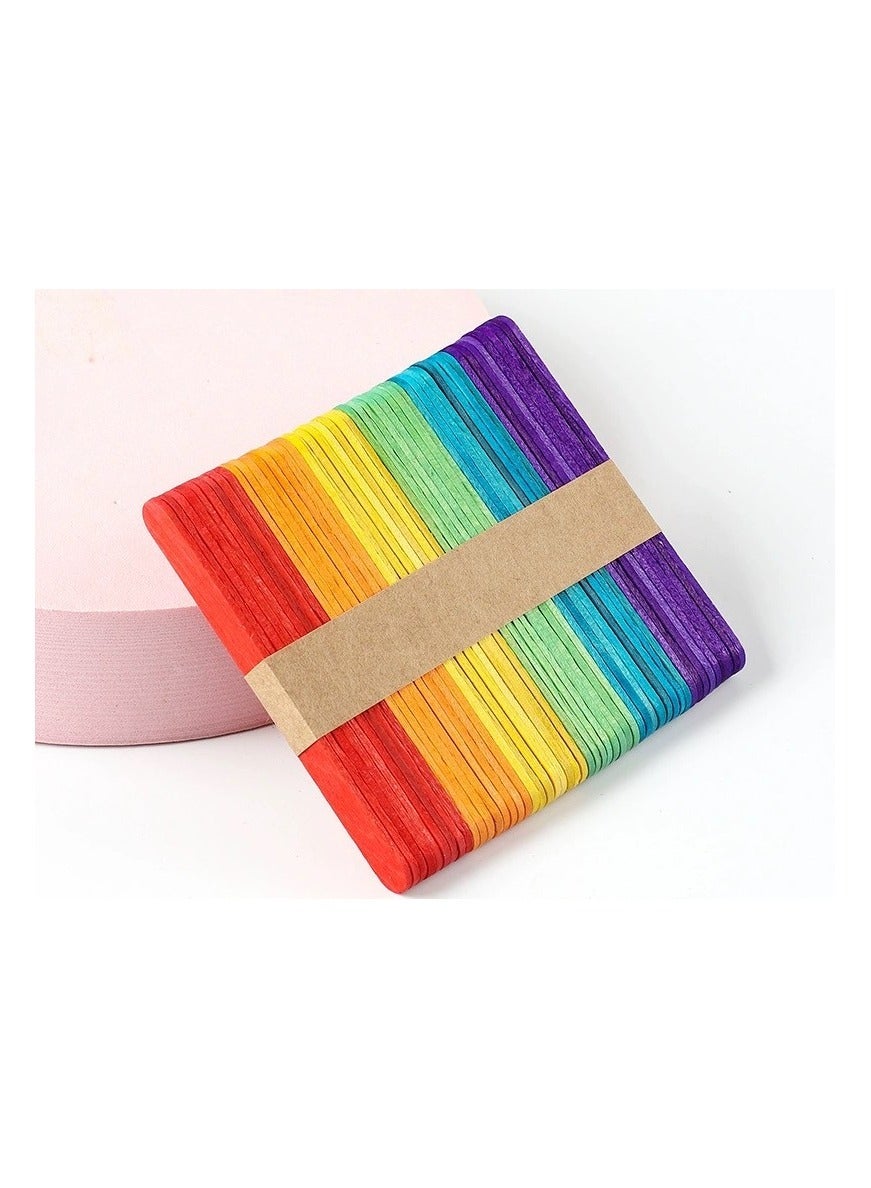 Generic 100-Piece Multicolor Wooden Ice Cream Popsicle Stick 93mm ...