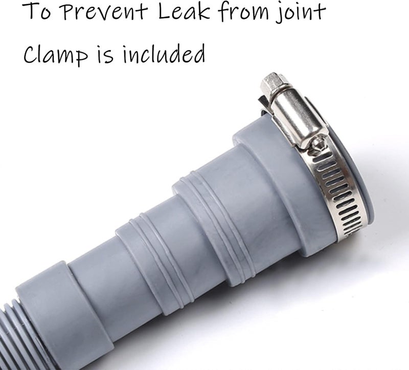 Lonimia Universal Drain Hose Extension Kit, 6ft PP Hose, Adapter, 2 Clamps, U-Bend Holder, White, 1.5"-0.8" Sizes, 4M Length - Image 4