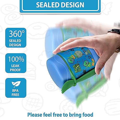 Howeemo 10oz Soup Thermo for Hot Food Kids,Lunch Thermo Kids Food Jar with Spoon Hot Insulated Food Containers,Leak Proof Stainless Steel Wide Mouth Lunch Food Thermo Jar for School(Blue-Dinosaur) - Image 5