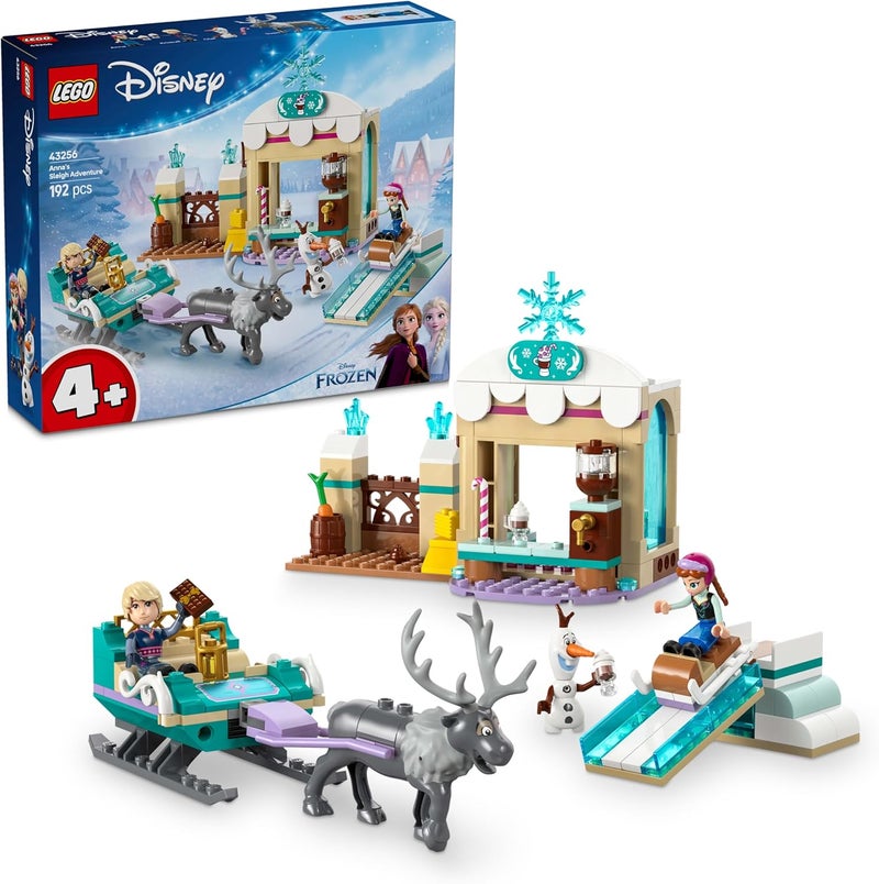 LEGO ǀ Disney Frozen Anna’s Sleigh Adventure, Hot Chocolate Stand with a Kristoff Minidoll, plus Olaf and Sven Figures, Princess Building Toy for 4+ Year Old Girls 43256 - Image 1