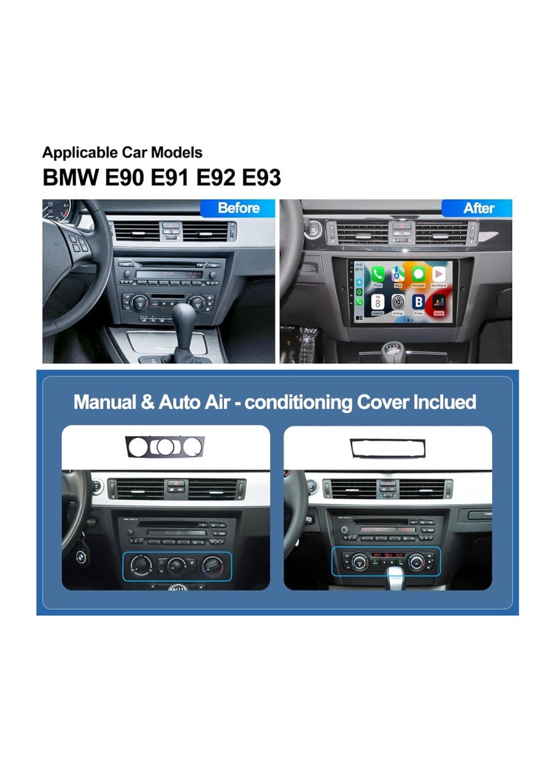 SHEZA STAR - Android Car Stereo for BMW 3 Series E90 E91 E92 E93 2005 To 2013 4GB RAM 64GB ROM 9 Inch Support Apple Carplay, MirrorLink WiFi BT, IPS Touch Screen with AHD Camera Included - Image 1