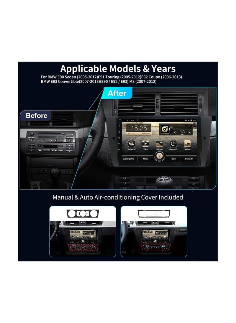 SHEZA STAR - Android Car Stereo for BMW 3 Series E90 E91 E92 E93 2005 To 2013 4GB RAM 64GB ROM 9 Inch Support Apple Carplay, MirrorLink WiFi BT, IPS Touch Screen with AHD Camera Included - Image 1
