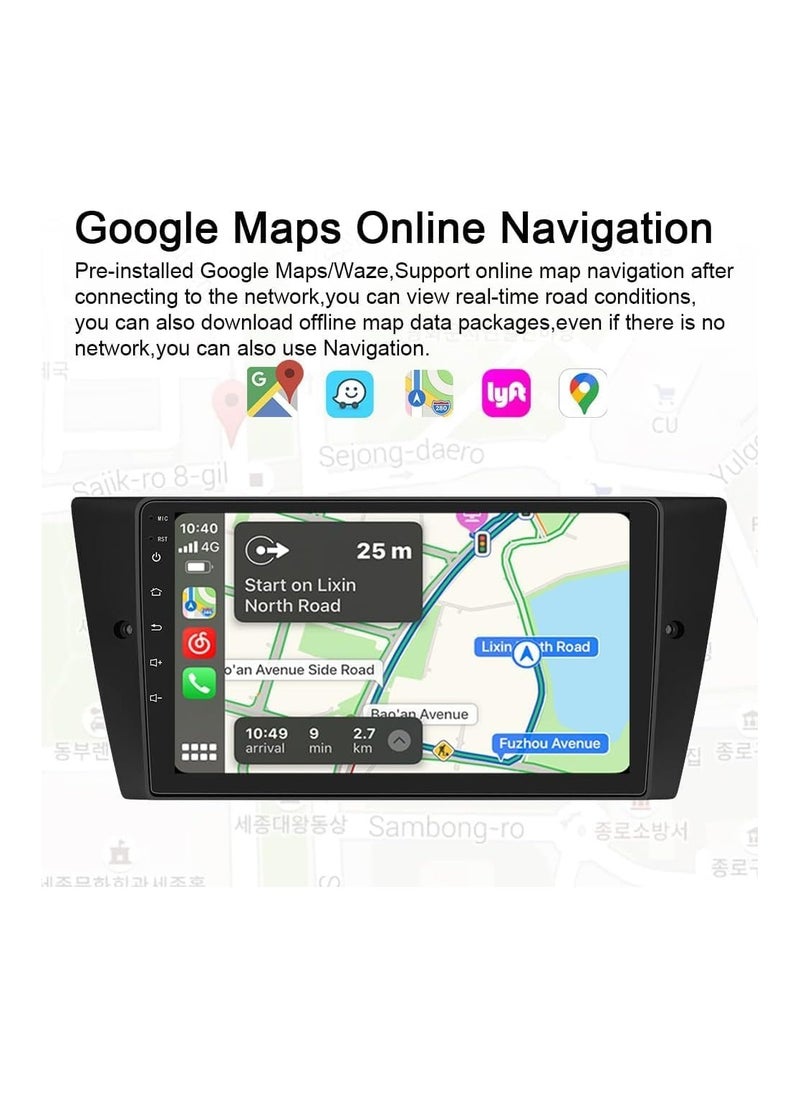 SHEZA STAR - Android Car Stereo for BMW 3 Series E90 E91 E92 E93 2005 To 2013 4GB RAM 64GB ROM 9 Inch Support Apple Carplay, MirrorLink WiFi BT, IPS Touch Screen with AHD Camera Included - Image 1