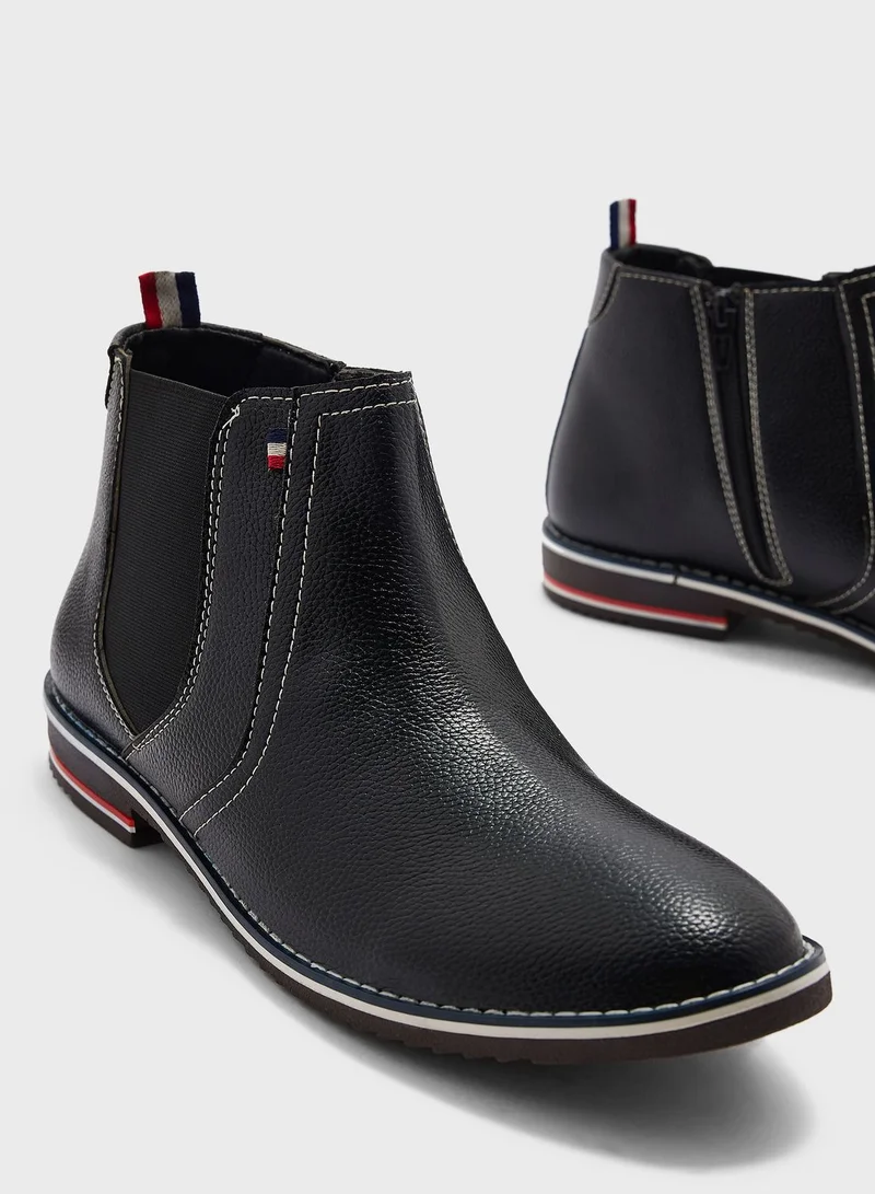 Robert Wood Webbing Detail Chelsea Boots