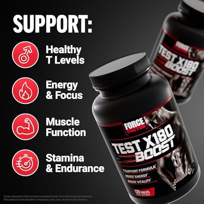 Force Factor Test X180 Boost, 9-in-1 T Support for Men with D-Aspartic Acid, Boron, Fenugreek, Tribulus Terrestris & zumXR to Help Boost Energy, Vitality & Performance, 120 Tablets - Image 4