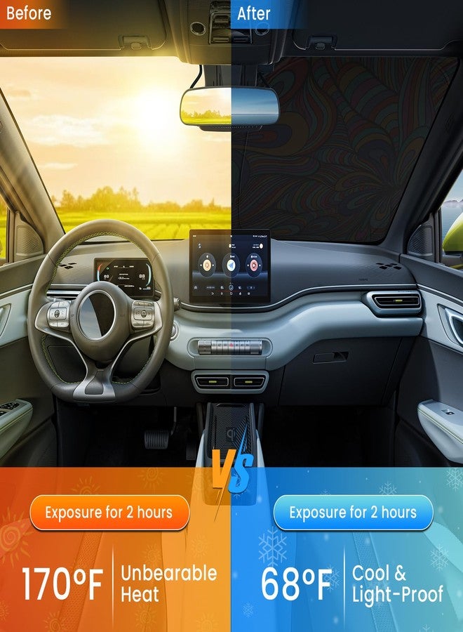 Pleneal Windshield Sun Shade - Car Sun Shade Windshield, Reflector Sunshade Offers Ultimate Sun Protection for Hatchback, Truck, SUV, MPV - Image 3