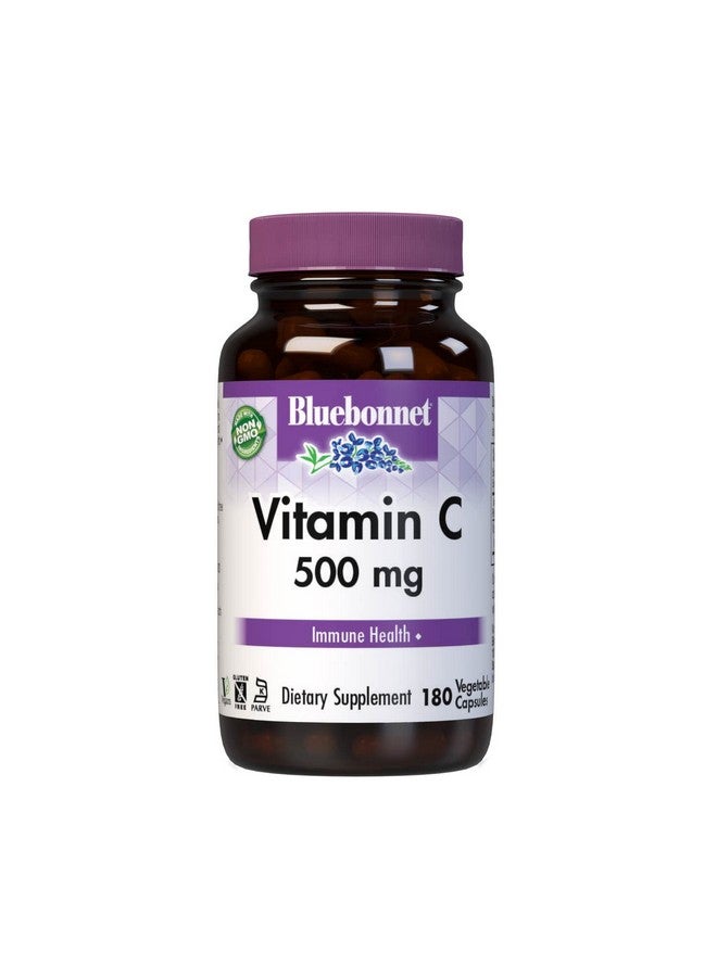 Bluebonnet Nutrition Vitamin C 500 mg Vegetable Capsules, Ascorbic Acid, for Immune Health & Skin Health, Vegan, Vegetarian, Non GMO, Gluten Free, Soy Free, Milk Free, Kosher, 180 Vegetable Capsules