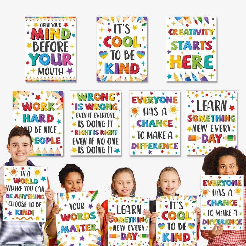 gisgfim 12pcs Classroom Motivational Poster Colorful Educational Poster Positive Quote Bulletin Board Inspirational Classroom Decorations for Elementary Middle High School Growth Mindset Wall Supplies - Image 4