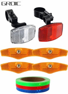 GROIC 9 Pcs Bicycle Reflectors Kits Front and Rear Kit Bike Wheel Spoke Reflectors Accessories Reflectors Safety Warning Lighting Sticker for Night Cycling, Handlebar, Seatpost, Wheel  - Image 1