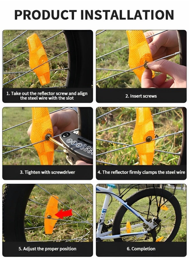 GROIC 9 Pcs Bicycle Reflectors Kits Front and Rear Kit Bike Wheel Spoke Reflectors Accessories Reflectors Safety Warning Lighting Sticker for Night Cycling, Handlebar, Seatpost, Wheel  - Image 4