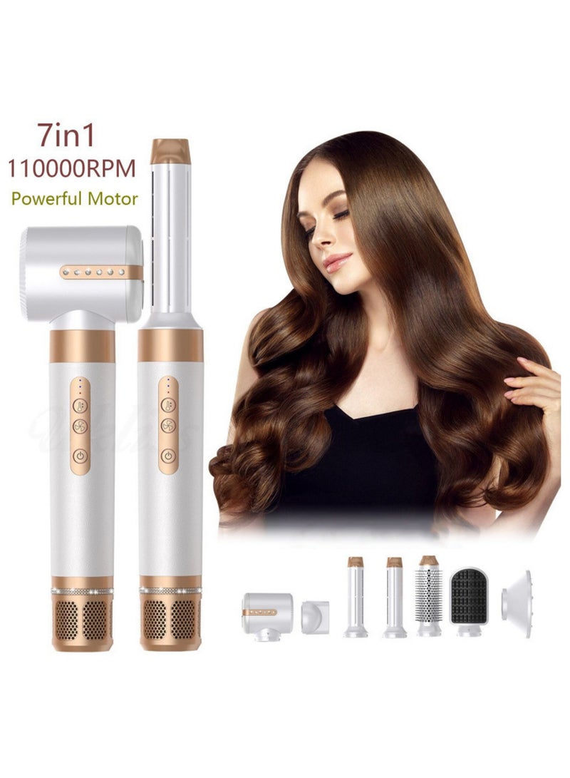 Jourvent 7 In 1 Hair Dryer Brush Styling Tools Set 1400W Hot Air Hair Curler Styler with Straightening and Curling Wands, Ionic Blow Dryer with 110,000 RPM Motor for Women Hair Types - Image 1