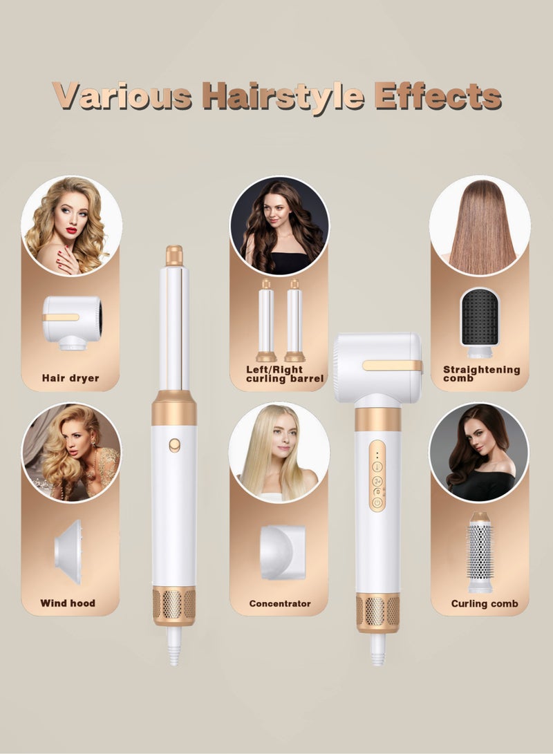 Jourvent 7 In 1 Hair Dryer Brush Styling Tools Set 1400W Hot Air Hair Curler Styler with Straightening and Curling Wands, Ionic Blow Dryer with 110,000 RPM Motor for Women Hair Types - Image 2