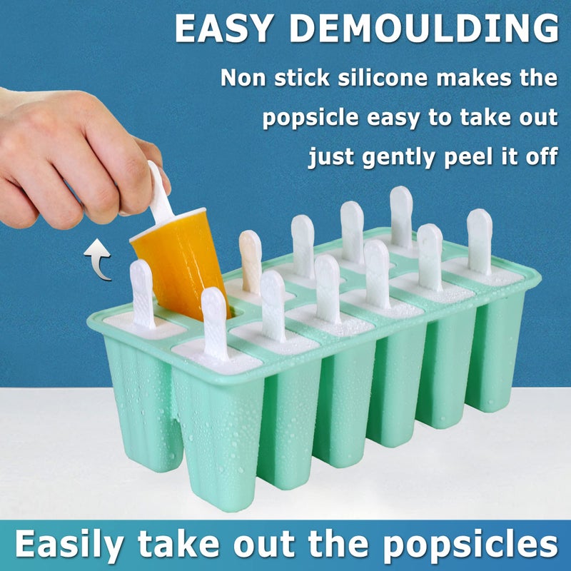 Choicy Silicone Popsicle Molds 12-cavity, DIY Ice Pop Mold for Kids Adult Teens, BPA Free Ice Cream Molds for Party Yogurt Juice Smoothies Sticks - Image 3