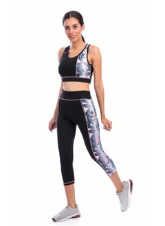 ARRORA-BLACK SPORTS BRA AND LEGGINGS SET