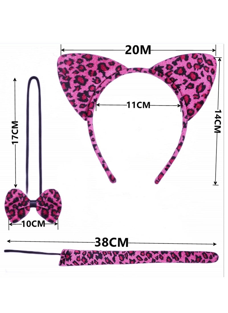 Cat Costume Accessories, 3 Pcs Animal Costume Set for Kids Ears Headband Set Ears Tail Bow Tie Animal Dress Cosplay Party Decoration Accessory - Image 4