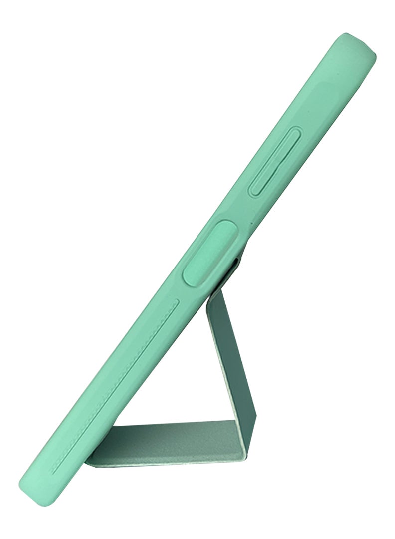 Theodor Fully Covered With Finger Grip Stand Holder Anti Slip Shockproof Protective Case Cover For Samsung A14 Mint Green - Image 2