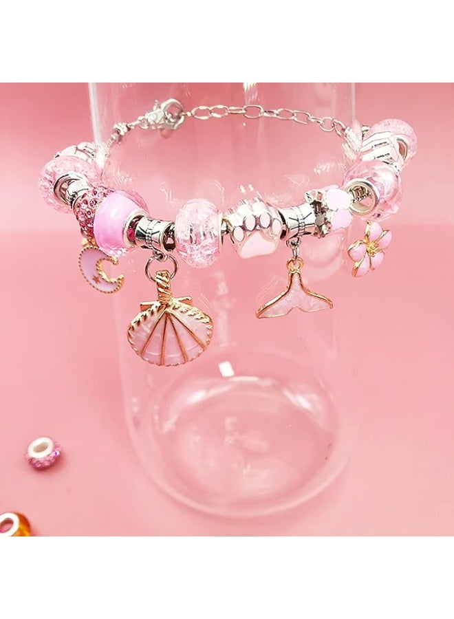 بيوينتي طقم صناعة الأساور من بيونتي للفتيات، مصنوع من الألوي والخرز باللون الوردي، مناسب للفتيات. يتميز بقطع قابلة للفصل ومحمول ولا يتطلب أدوات، مع صندوق مجوهرات - Image 2