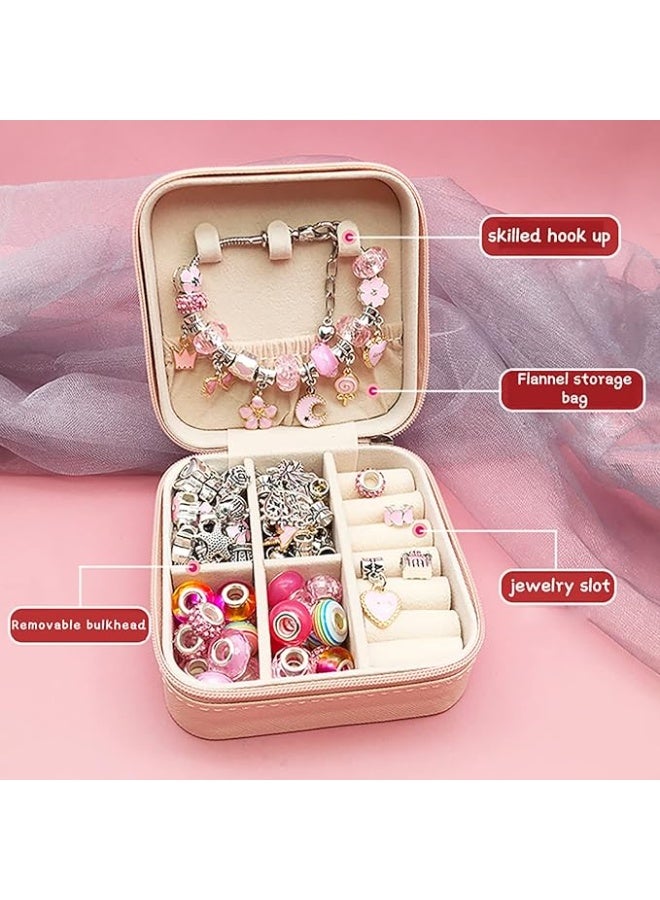 بيوينتي طقم صناعة الأساور من بيونتي للفتيات، مصنوع من الألوي والخرز باللون الوردي، مناسب للفتيات. يتميز بقطع قابلة للفصل ومحمول ولا يتطلب أدوات، مع صندوق مجوهرات - Image 4