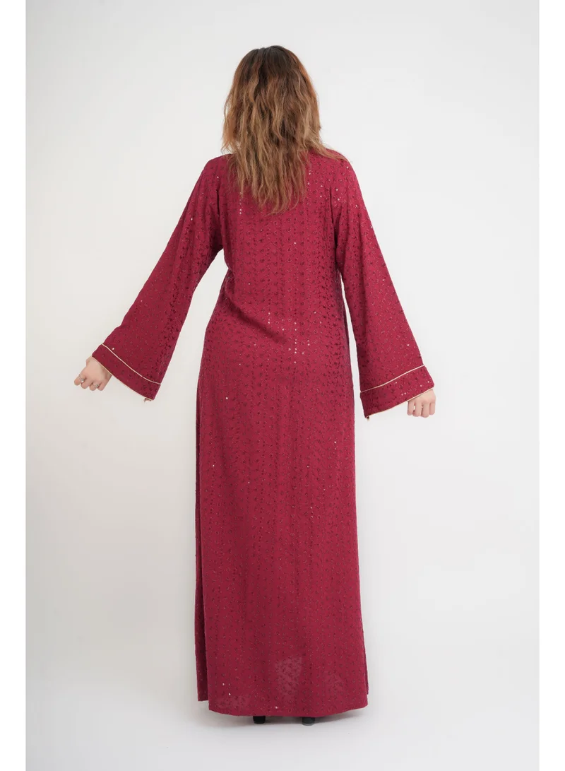 IKKXA Regal Spark Embroidered Jalabiya IN113 Red