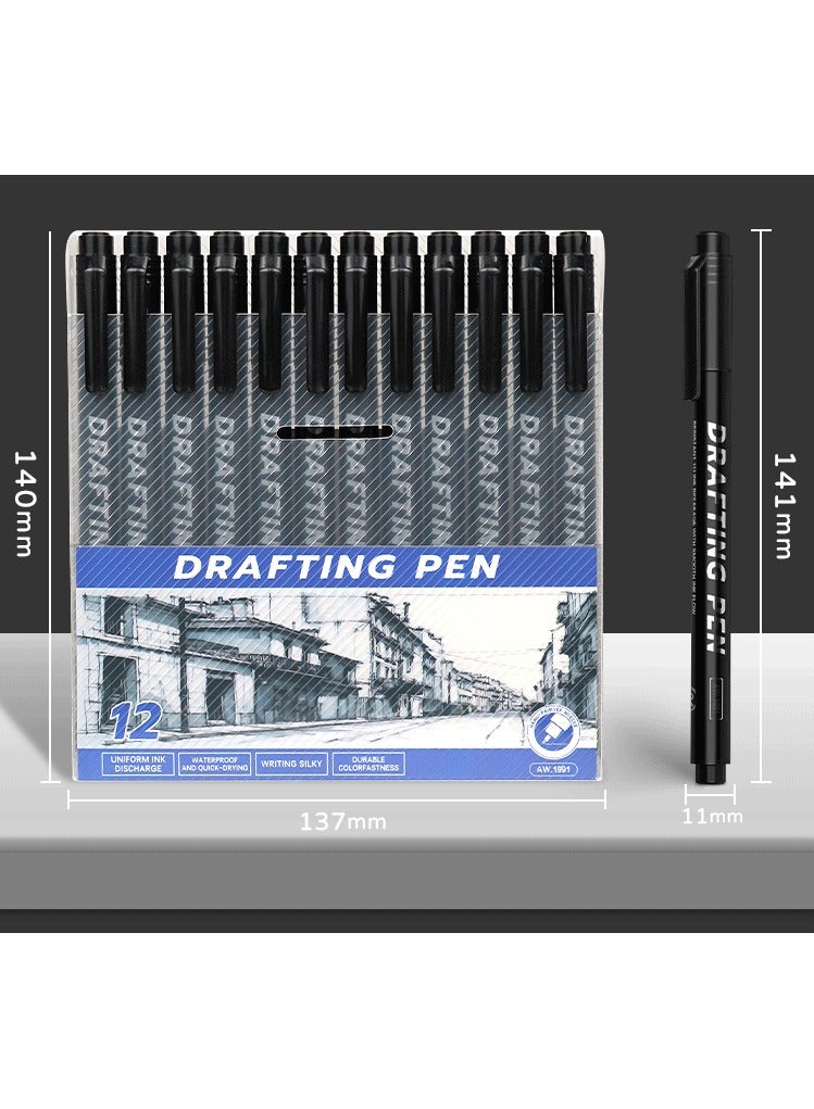 NIIMBOT 12Pcs Black Drawing Art Pens, Drawing Pens Micro Fineliner Pens, Fine Tip Manga Markers for Artist Sketch Technical, Black - Image 3
