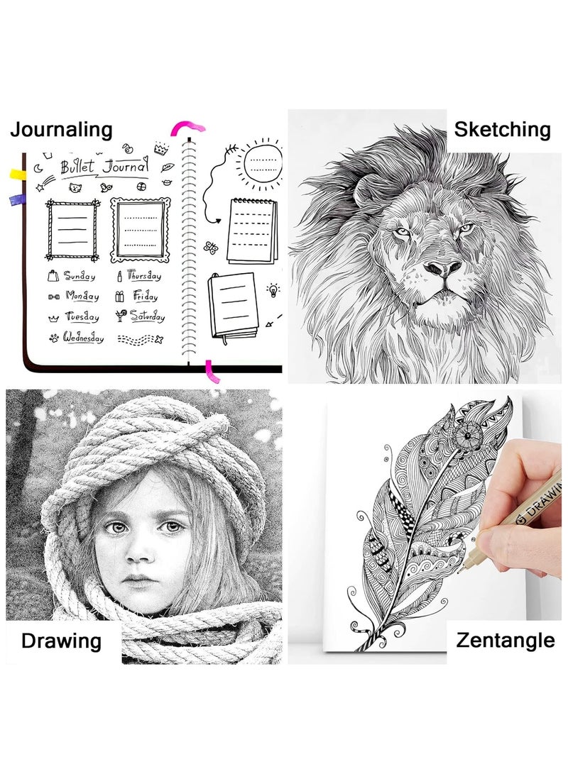 DRAFTS 12 قلم رسم أسود، أقلام تحديد سائلة، مجموعة أقلام فنية، أقلام مقاومة للماء، أقلام رسم دقيقة سريعة الجفاف للفنانين، أقلام هزلية، رسم، رسم فني - Image 3