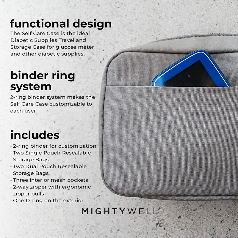 Mighty Well حقيبة تخزين للسفر لمستلزمات مرضى السكري من مايتي ويل لقياس الجلوكوز ومستلزمات السكري الأخرى فقط حقيبة العناية الذاتية من الفولاذ - Image 2