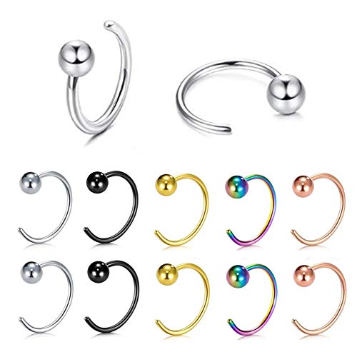 SERYNOW 5pairs Mixed colors Ball Huggie Earrings hoop Cartilage Tragus Earrings 316L Stainless Steel Black Silver Gold Small Hoop Earrings (8) - Image 1
