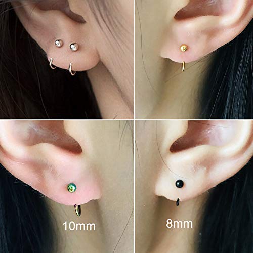 SERYNOW 5pairs Mixed colors Ball Huggie Earrings hoop Cartilage Tragus Earrings 316L Stainless Steel Black Silver Gold Small Hoop Earrings (8) - Image 3